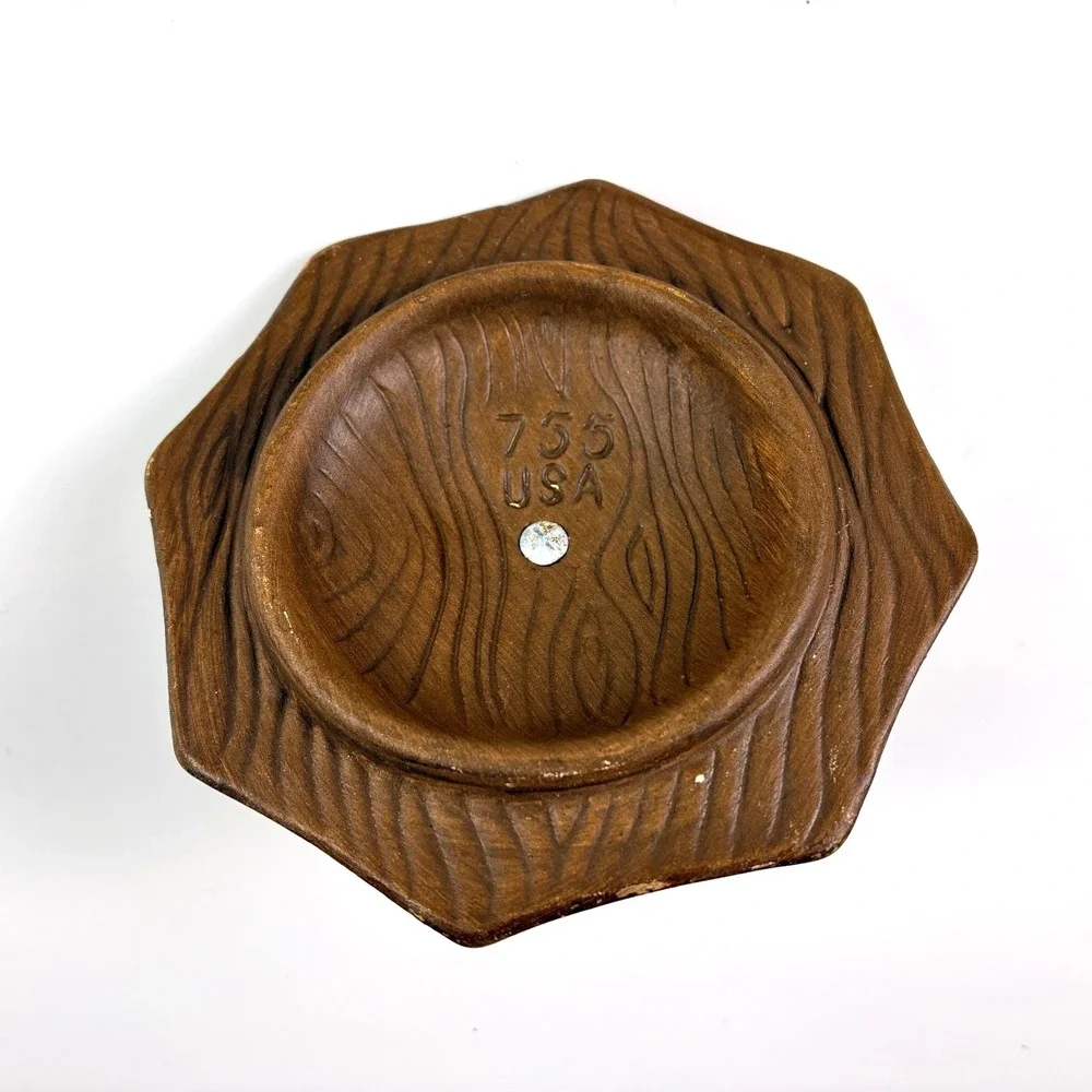 VTG MCM California Pottery Sequoia Ware 4 pc Condiment‎ Relish Chip Dip Set Lava - Picture 4 of 12